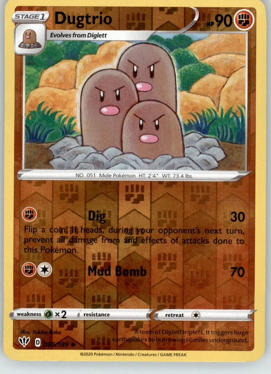 Dugtrio - Darkness Ablaze - 085/189 - Reverse Holo LP Pokemon - Pokémon Card Single