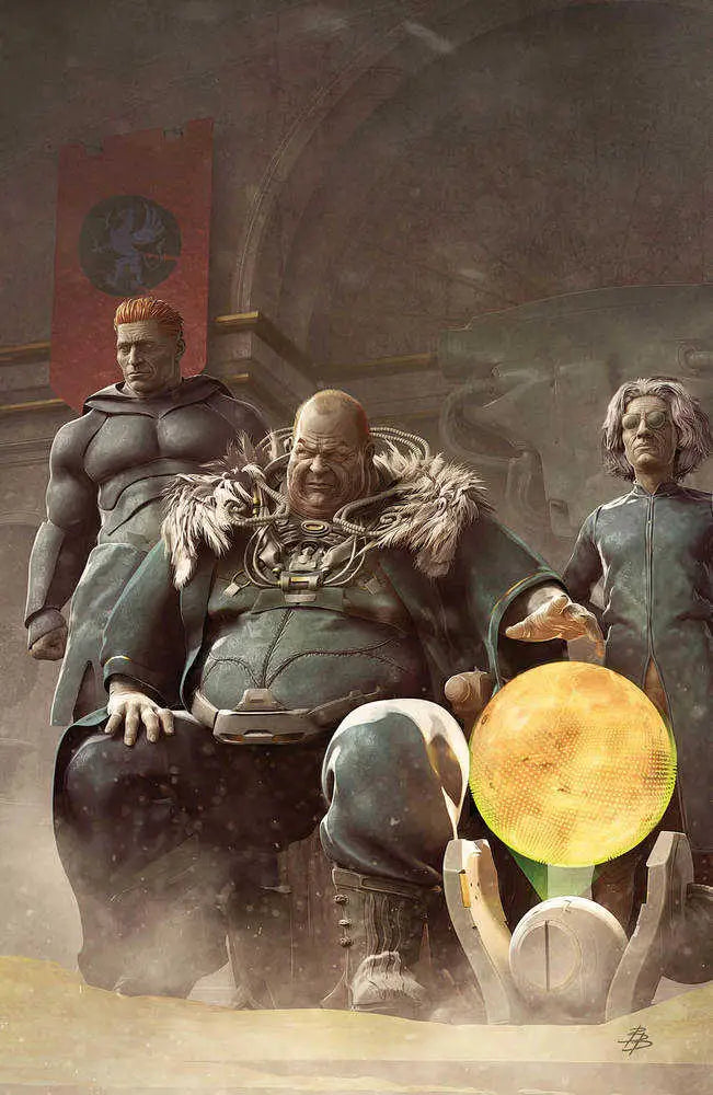 Dark comic book style illustration of characters from Dune House Harkonnen #4 variant