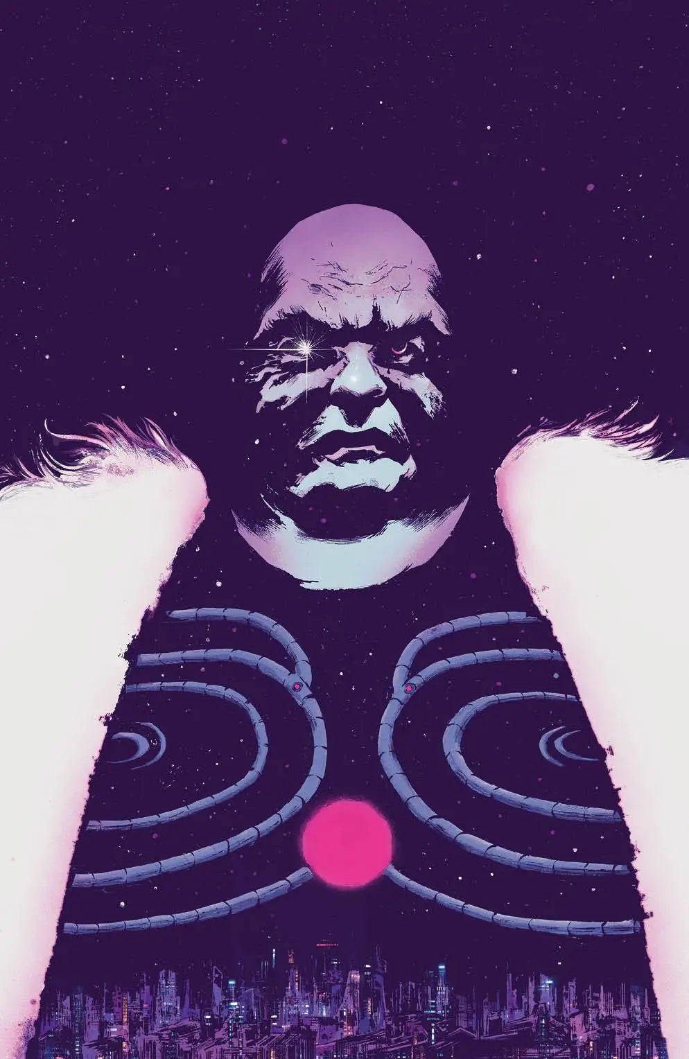 Silhouetted figure with concentric circles and glowing dot on Dune House Harkonnen trading card