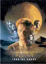Skull-shaped rock formation with glowing eyes on Dune Promo Card for trading cards
