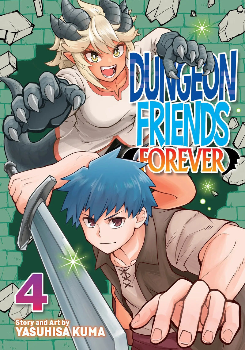 Manga cover art for Dungeon Friends Forever Volume 4 featuring colorful fantasy characters
