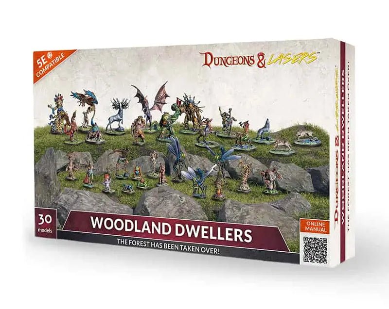 Dungeons & Lasers Woodland Dwellers miniature set featuring small spiders and woodland dwellers