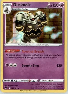 Dusknoir - SWSH04: Vivid Voltage - 071/185 - Holo NM - Pokémon Card Single