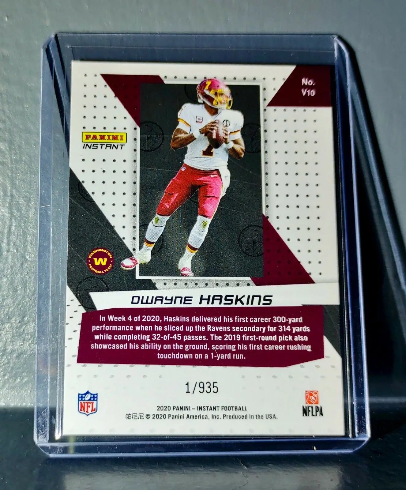 Dwayne Haskins 2020 Panini NFL Instant Vortex #10 Football Card 1/935 - Football Card Single