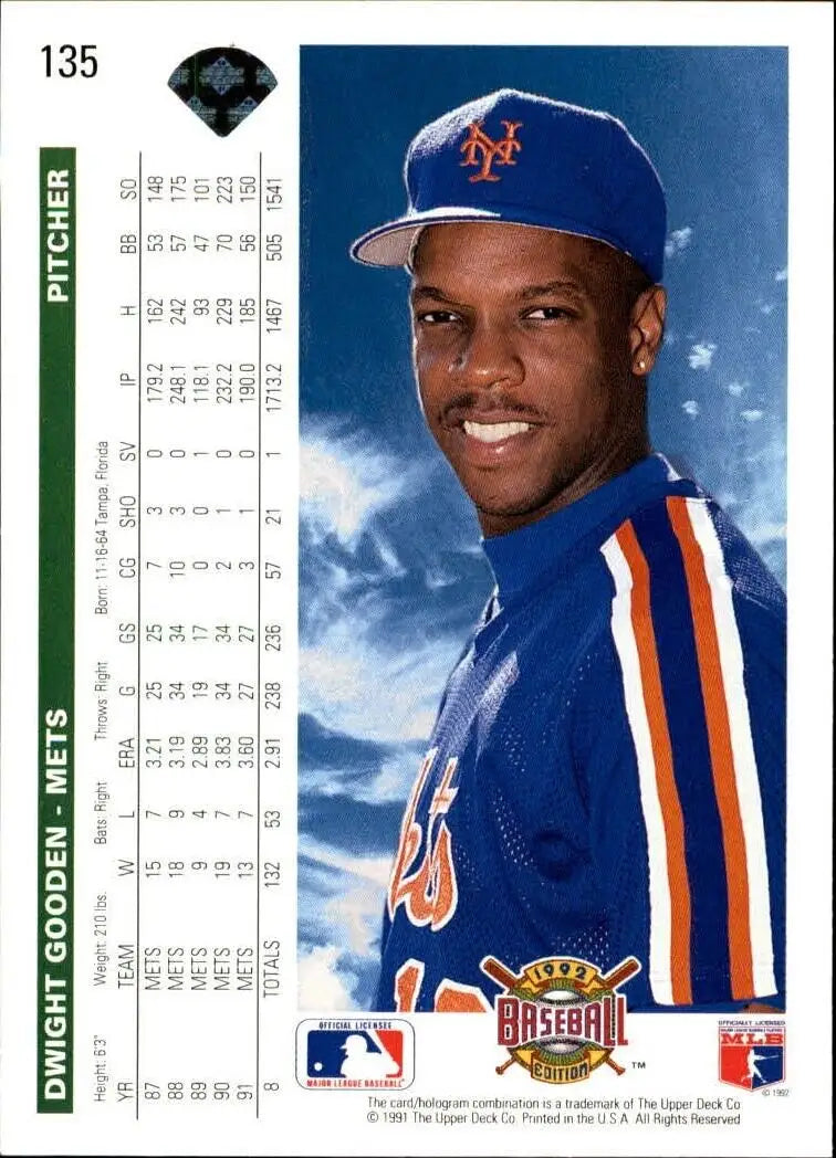Dwight Gooden 1992 Upper Deck MLB #135 Baseball Card New York Mets - Baseball Card Single