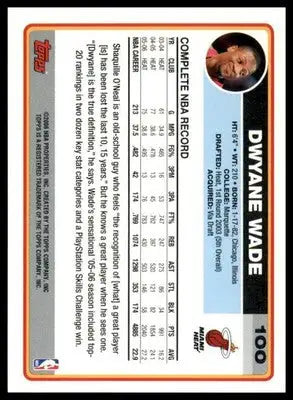Dwyane Wade 2006-07 Topps #100 Miami Heat - Basketball Card Single