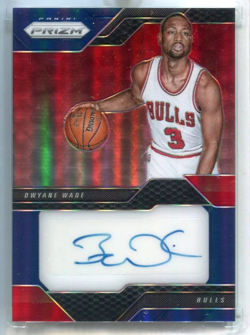Dwyane Wade #33 Autograph 2016-17 Prizm Blue #’d 34/49 Auto Chicago Bulls - Basketball Card Single