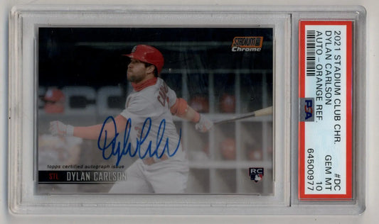 Dylan Carlson 2021 Stadium Club Chrome Orange Auto 13/25 PSA 10 Gem Mint - Baseball Card Single