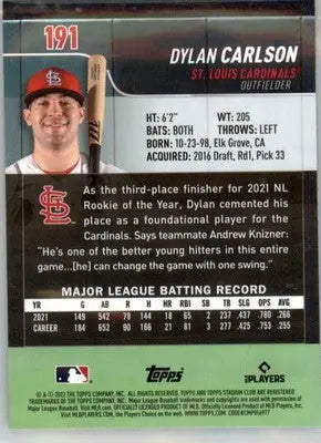 Dylan Carlson - 2022 Stadium Club Chrome - #191 - Baseball - Baseball Card Single