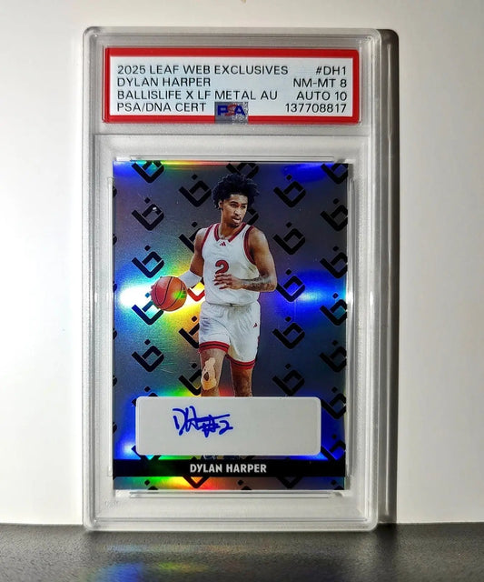 Dylan Harper 2025 Leaf Metal #BILA-DH1 Refractor PSA 8 Auto 10 - Sports Memorabilia