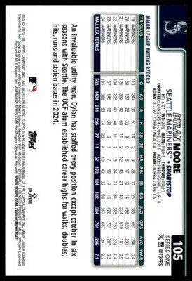 Dylan Moore 2025 Topps #105 Seattle Mariners - Baseball Card Single