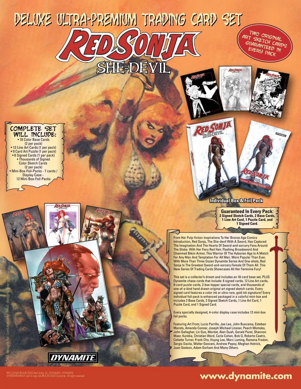 Red Sonja trading card set featuring She-Devil Deluxe Ultra-Premium artwork of a warrior