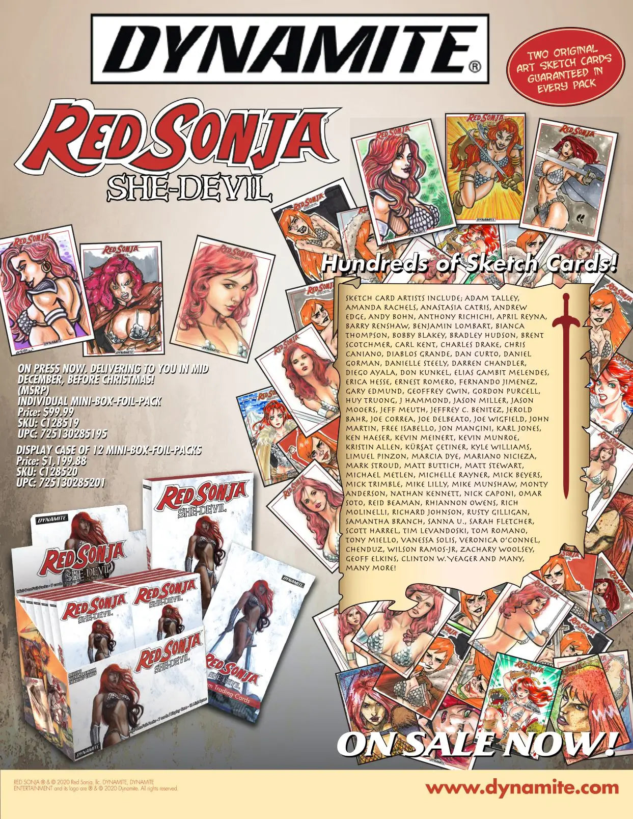 Advertisement for Red Sonja collectibles featuring She-Devil Deluxe Ultra-Premium trading cards