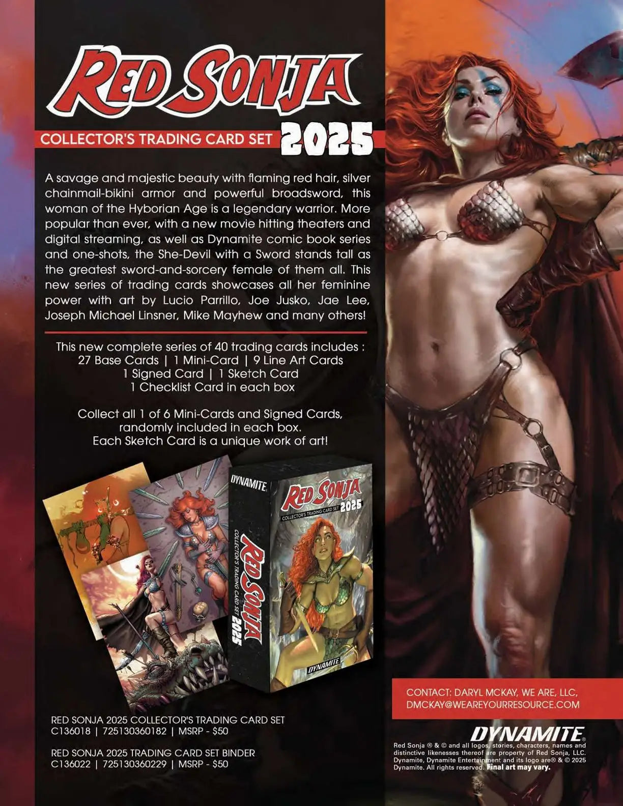 Dynamite Red Sonja 2025 Exclusive Trading Card Set with Sketch & Auto - Other