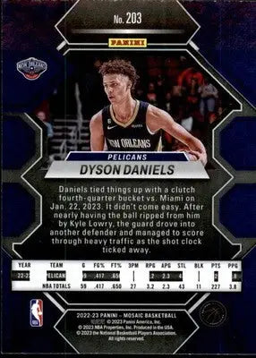 Dyson Daniels - 2022-23 Panini Mosaic - #203 - RC Basketball - Basketball Card Single