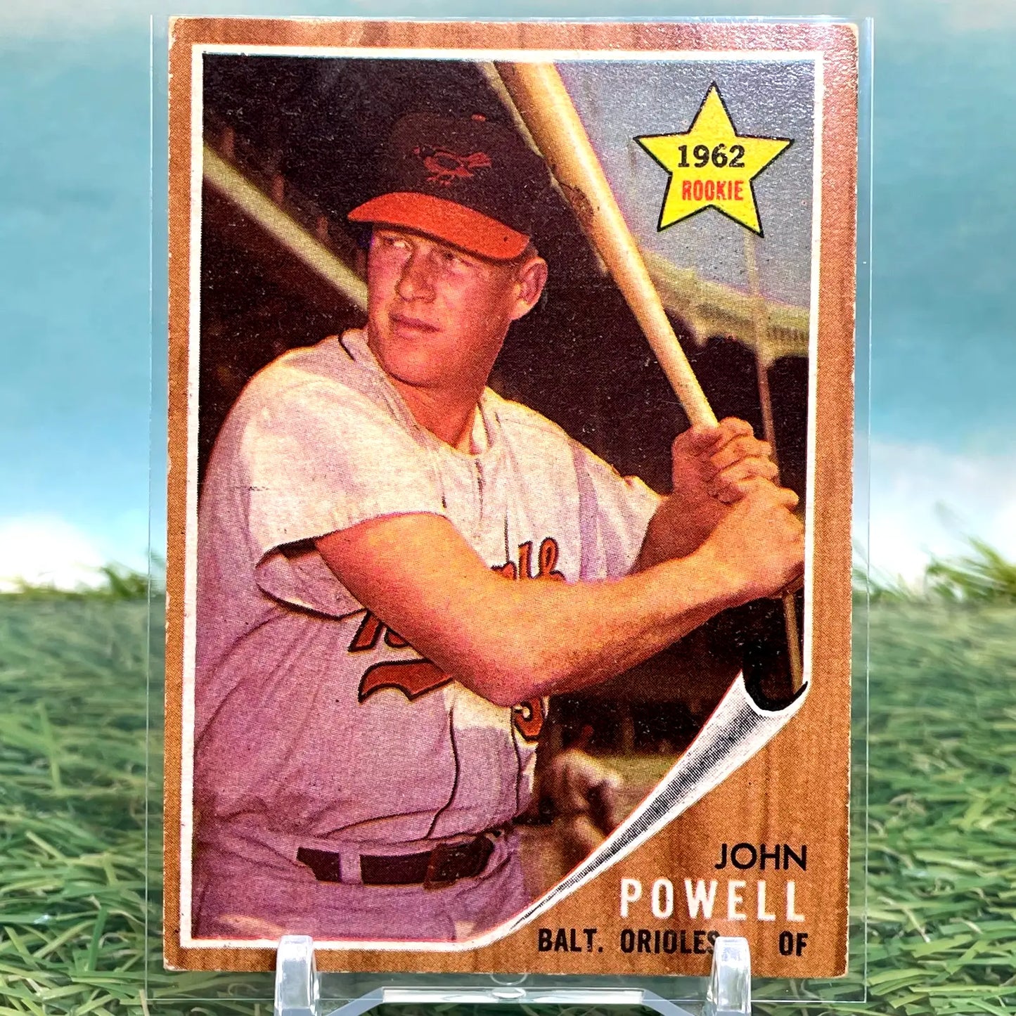 1962 John (Boog) Powell Topps Rookie Baseball Card Baltimore Orioles Crease Free - Baseball Card Single