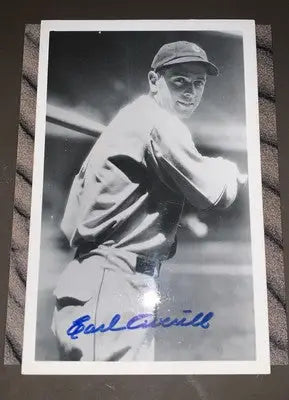 Signed real photo of Earl Averill from the Cleveland Indians HOF baseball card