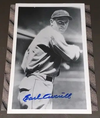 Signed real photo baseball card of Earl Averill from the Cleveland Indians team