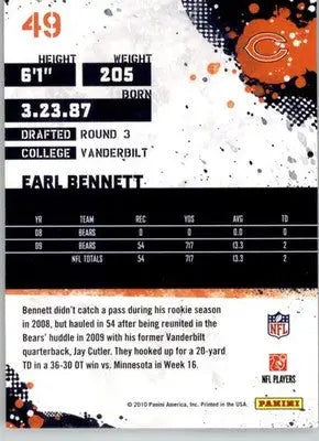 Earl Bennett - 2010 Score - #49 - Football - Football Card Single