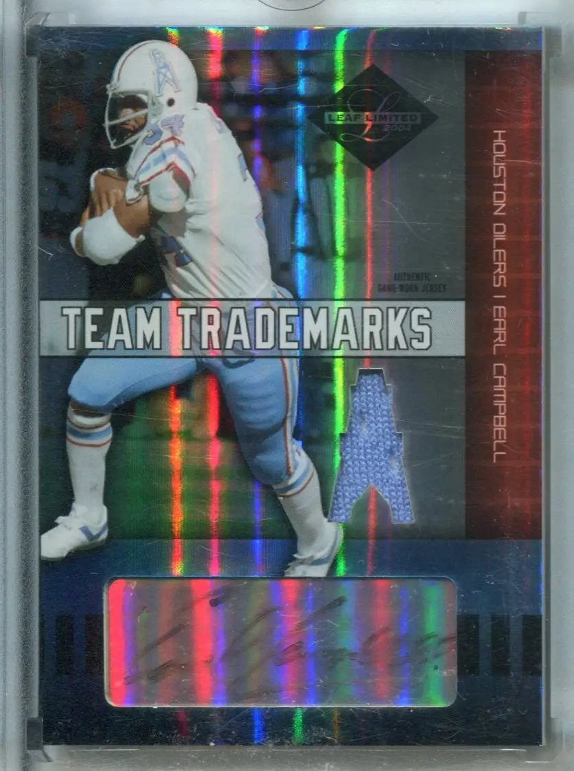 EARL CAMPBELL 2004 LEAF LIMITED #TT38 TEAM TRADEMARKS Signed Auto Patch #14/25 - Football Card Single
