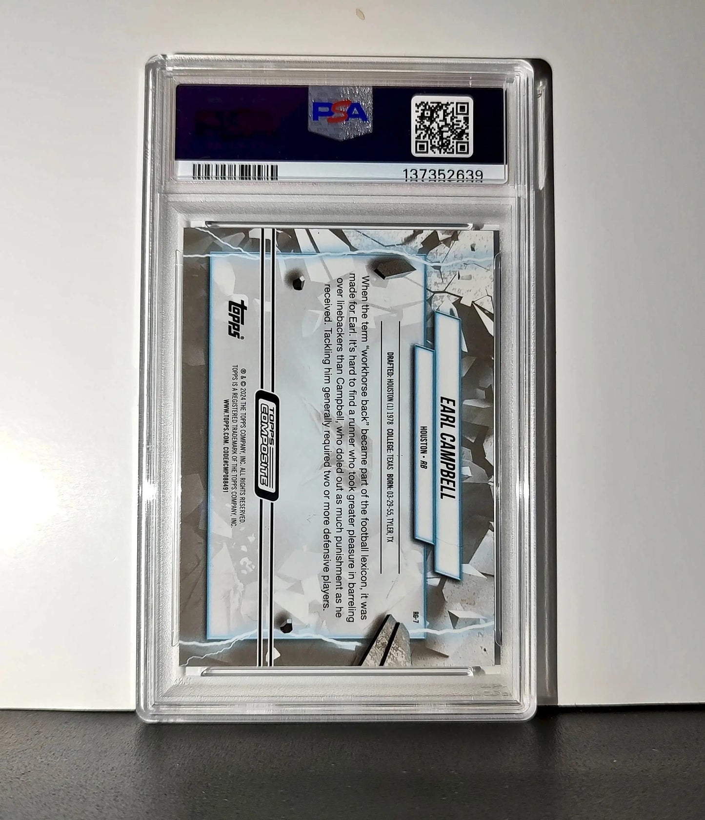 Earl Campbell 2023 Topps Resurgence 51/75 RG-7 Blue Wave Refractor 9 Mint - Football Card Single