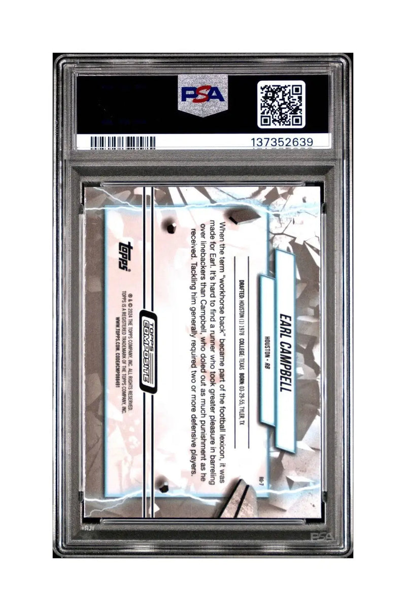 Earl Campbell 2023 Topps Resurgence 51/75 RG-7 Blue Wave Refractor 9 Mint - Football Card Single