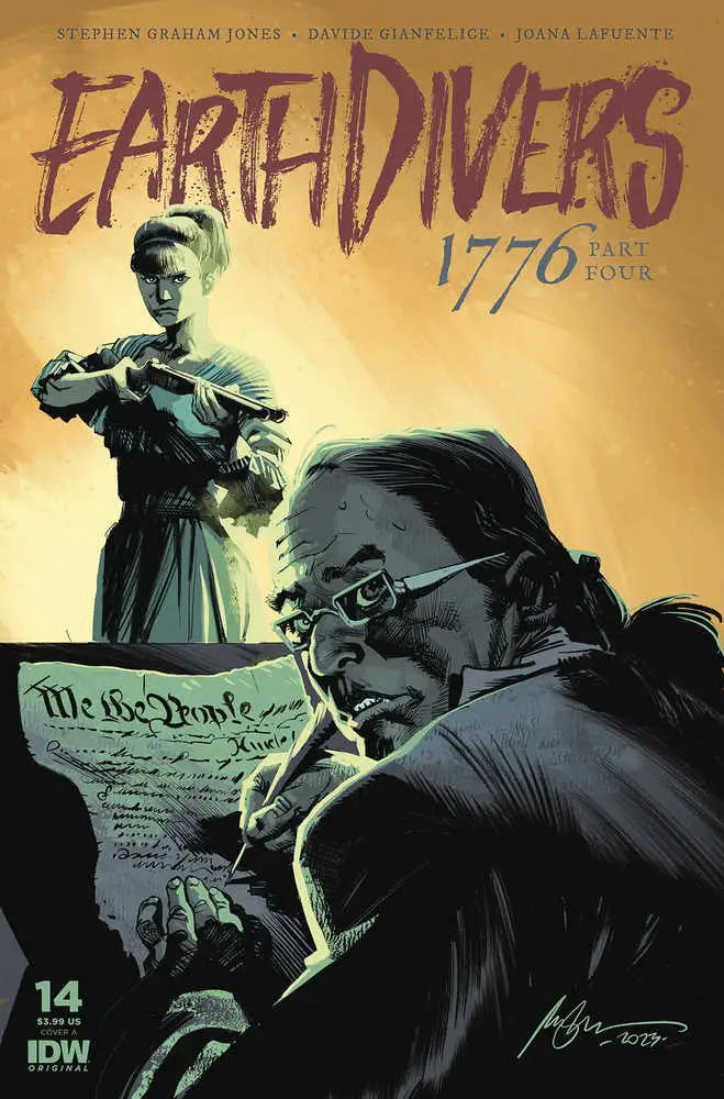 Comic book cover for Earth Divers 1776 featuring figures analyzing the US Constitution