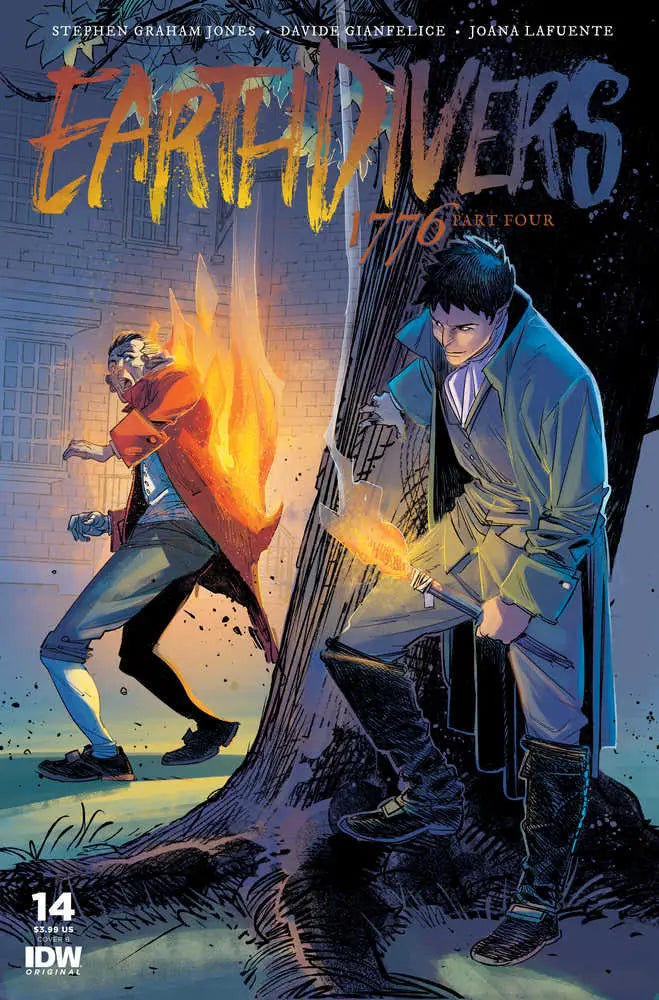 Comic book cover of Earthdivers #14 with dramatic figures, ideal for trading cards