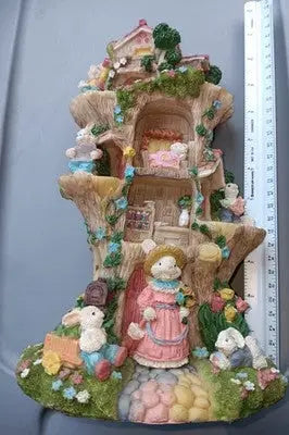 Easter Spring Vintage Rabbit Family Tree House by World Bazaars in Box Pre-Owned - Collectibles