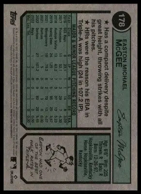 Easton McGee Rookie 2023 Topps Heritage #178 Seattle Mariners - Baseball Card Single