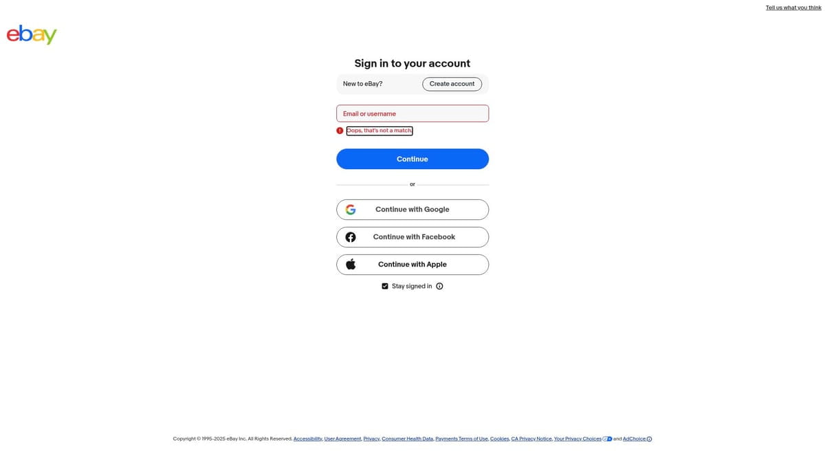 eBay login screen for Patrick Mahomes rookie card collectors