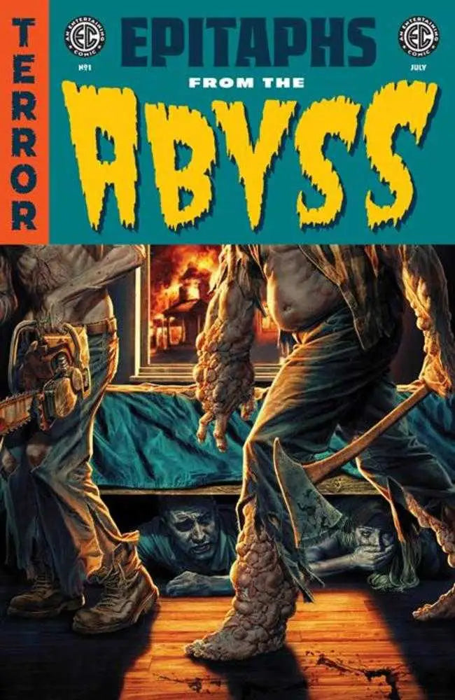 Horror comic cover of Epitaphs from the Abyss with cloaked figures and worn boots