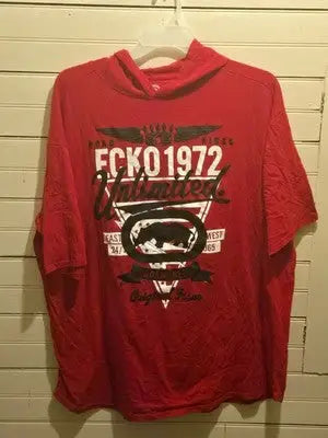 Ecko Unlimited T-Shirt Men’s 3XL Red Hooded Since 1972 100% Cotton Short Sleeve - Apparel