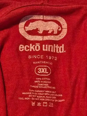 Ecko Unlimited T-Shirt Men’s 3XL Red Hooded Since 1972 100% Cotton Short Sleeve - Apparel
