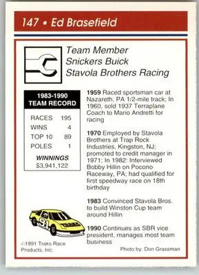 Ed Brasefield - 1991 Traks - #147 - RC Racing - Racing Card Single