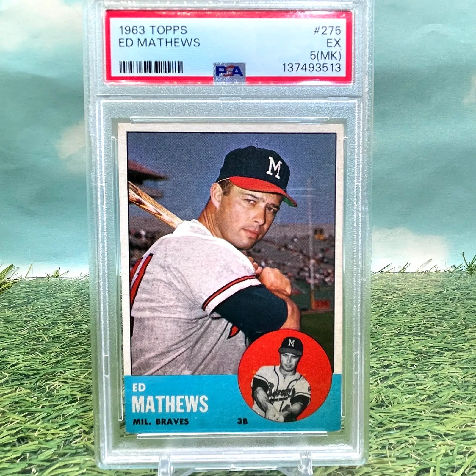 Ed Mathews 1963 Topps Baseball Card #275 PSA 5(MK) EX Milwaukee Braves