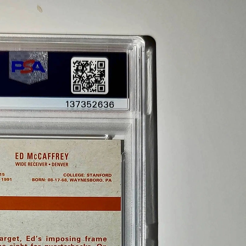 Ed McCaffrey 2023 Topps #374 22/25 Heritage Orange Rainbow Foilboard PSA 10 Gem