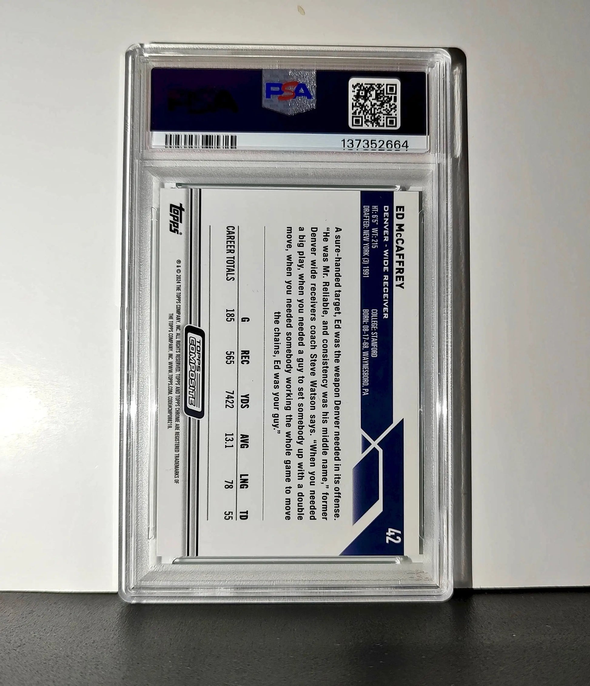 Ed McCaffrey 2023 Topps Chrome 159/199 #42 Aqua Refractors PSA 10 Gem Mint - Football Card Single