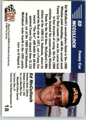 Ed McCulloch - 1991 Pro Set NHRA - #18 - Racing - Racing Card Single