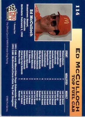 Ed McCulloch - 1992 Pro Set NHRA - #114 - Racing - Racing Card Single