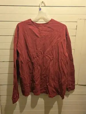 Eddie Bauer Henley Shirt Mens XL Waffle Thermal Long Sleeve Red Washed Casual - Apparel