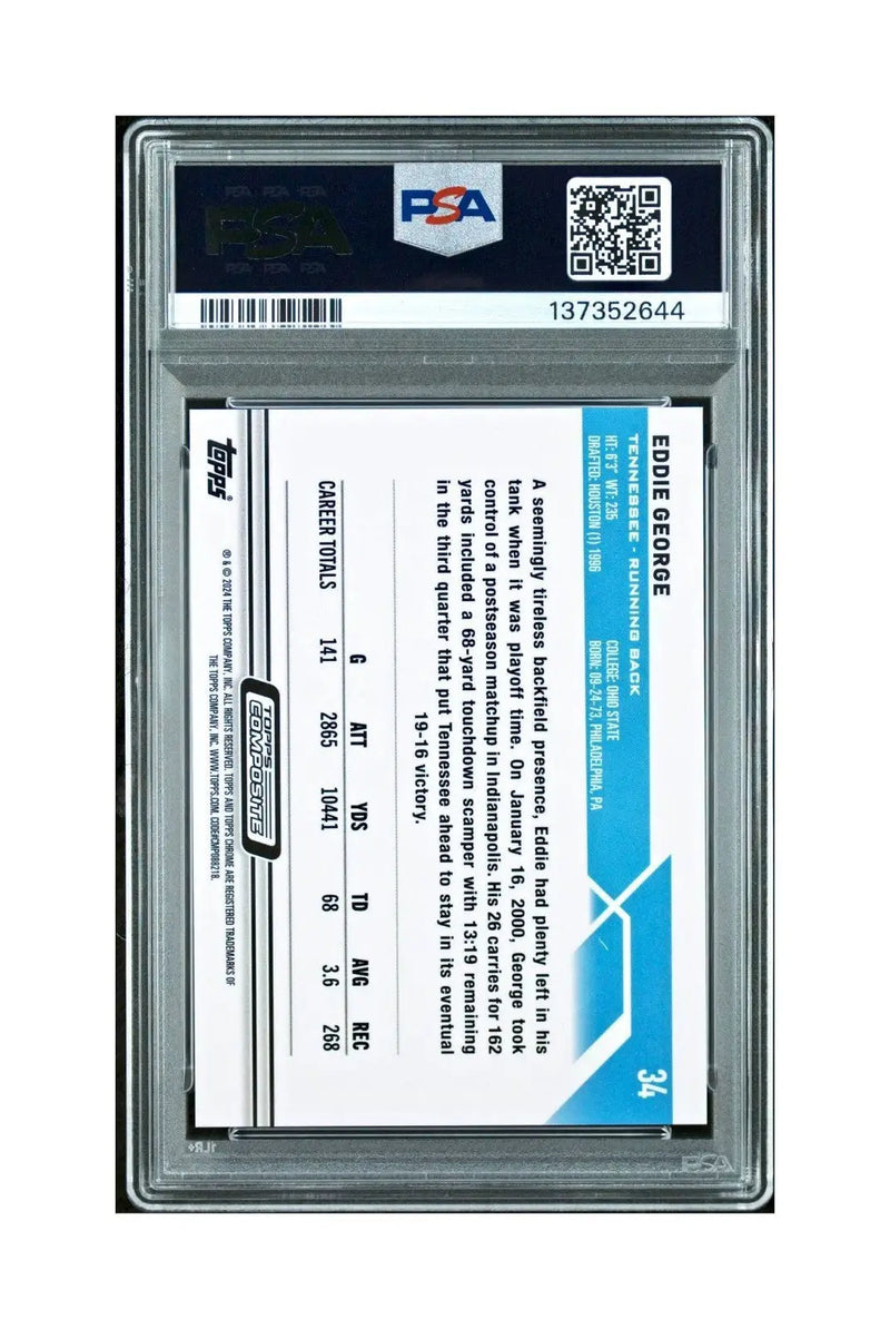 Eddie George 2023 Topps Chrome 012/250 #34 Purple Speckle Refractors PSA 9 Mint