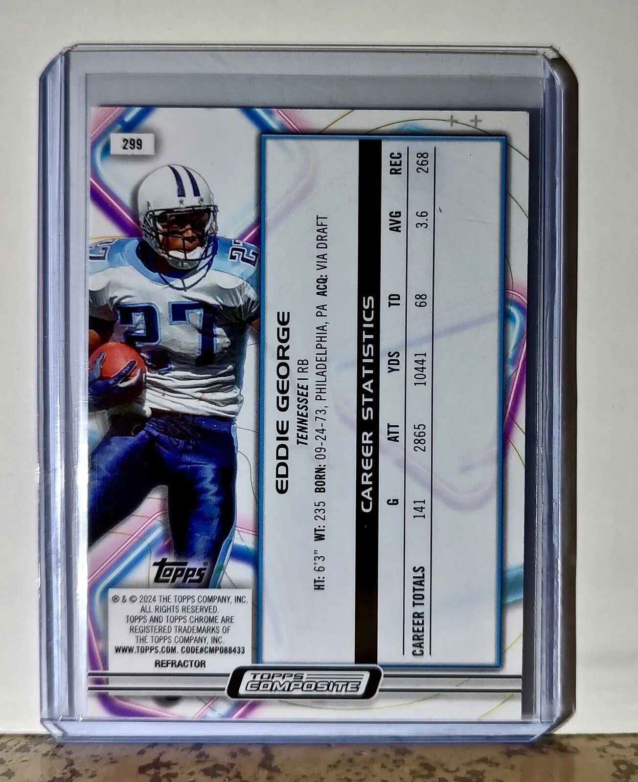 Eddie George 2023 Topps Chrome Cosmic Refractor NFL #299 Card Tennessee Titans - Football Card Single