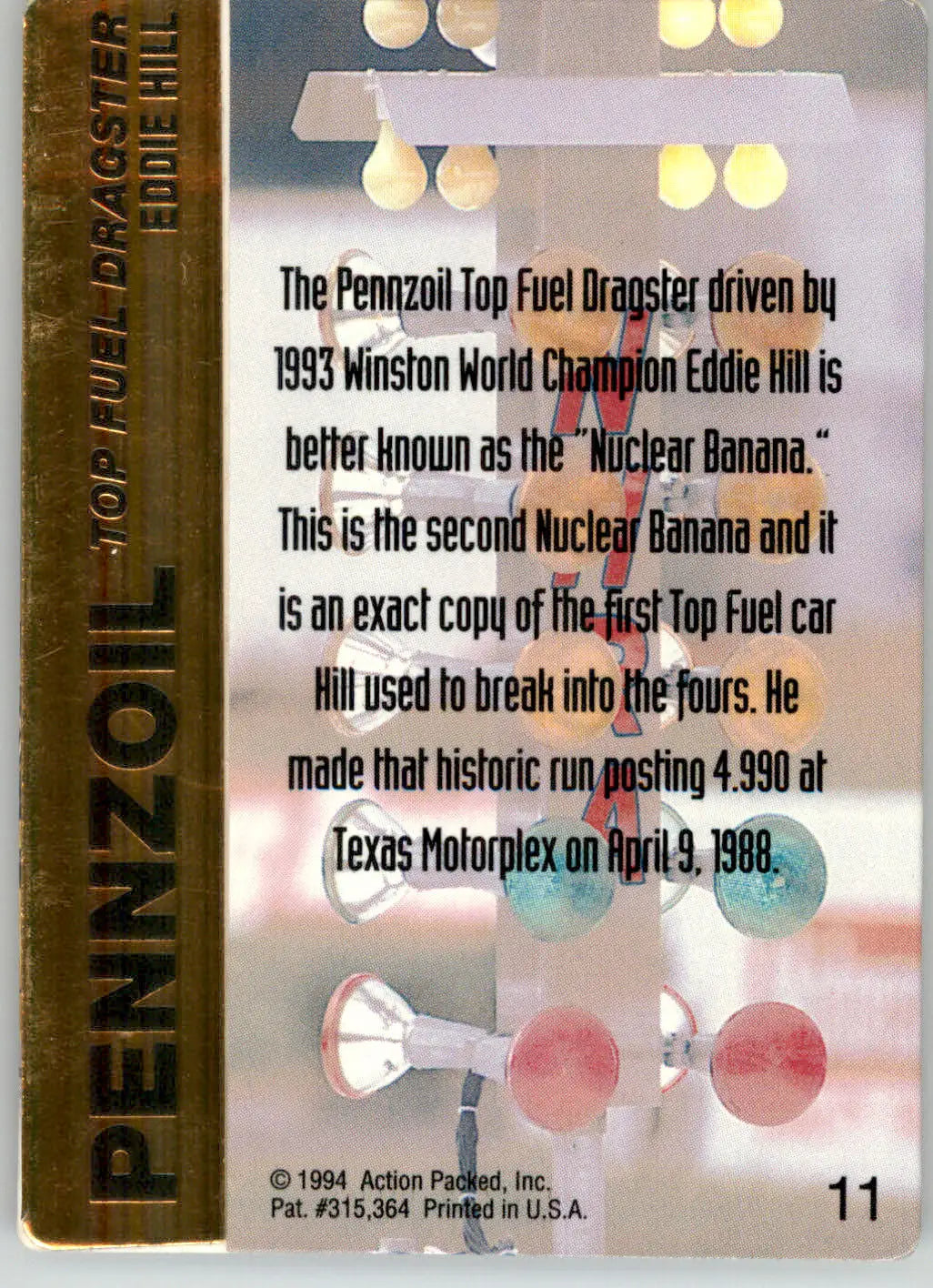 Eddie Hill - 1994 Action Packed NHRA - #11 - Racing