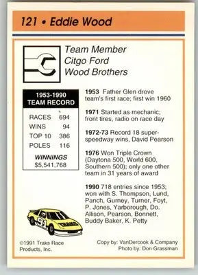 Eddie Wood - 1991 Traks - #121 - Racing - Racing Card Single