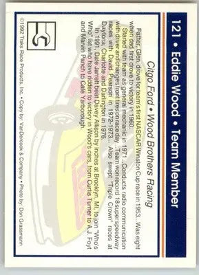 Eddie Wood - 1992 Traks - #121 - Racing - Racing Card Single