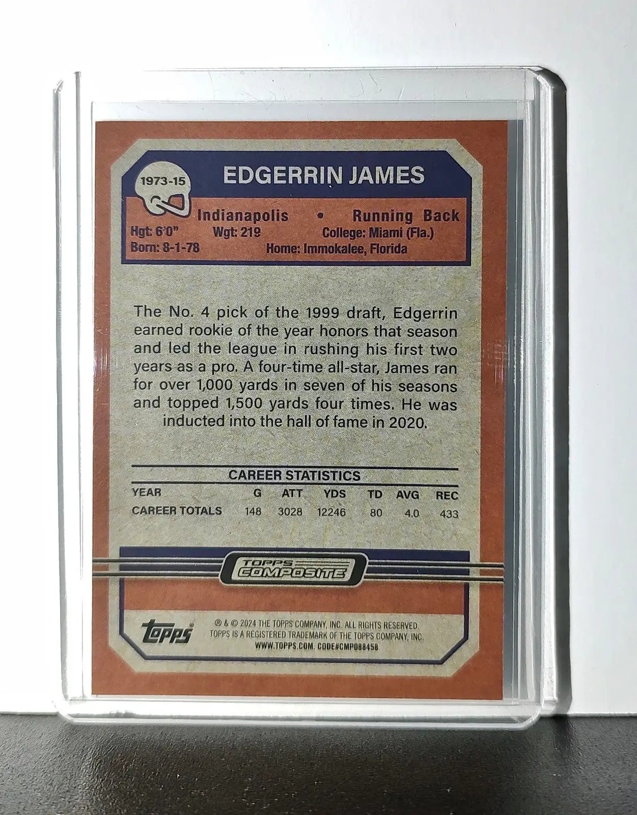 Edgerrin James 2023 Topps 1973 NFL #1973-15 Card Indianapolis Colts