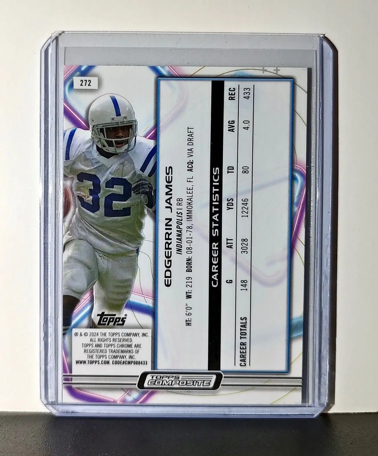 Edgerrin James 2023 Topps Chrome Cosmic NFL #272 Card Indianapolis Colts - Football Card Single