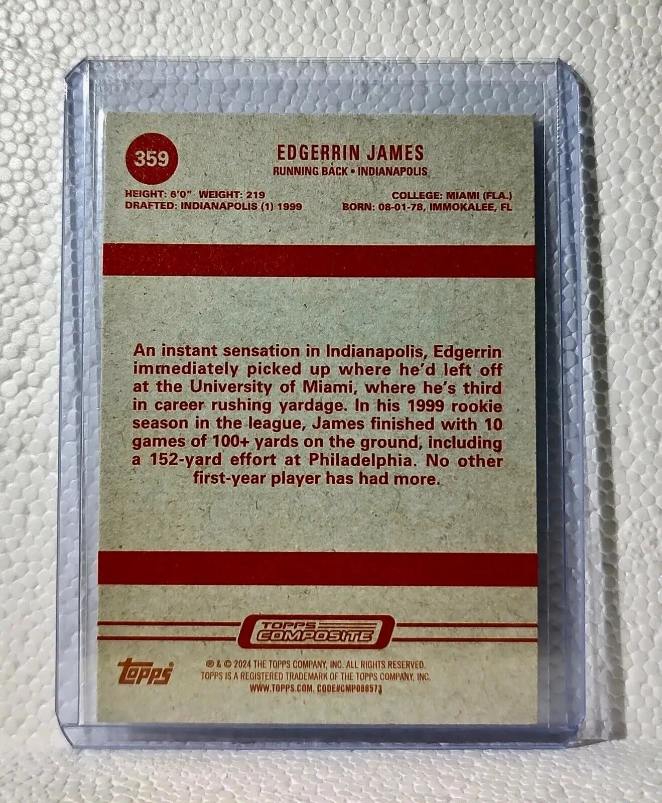 Edgerrin James 2023 Topps NFL #359 Composite Football Card Indianapolis Colts - Football Card Single