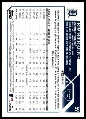 Eduardo Rodriguez 2023 Topps #59 Detroit Tigers - Baseball Card Single